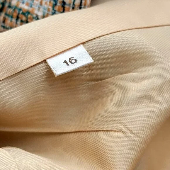 Vintage Silk Womens Tweed Blazer Jacket With Button Front & Pockets Size 16 - Picture 10 of 11